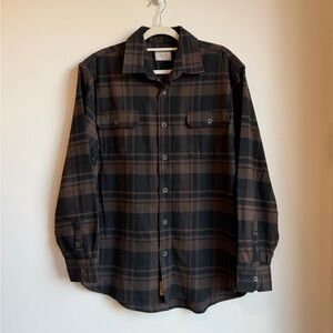 Jachs Men's Black and Brown Plaid Button-Down Shirt Flannel